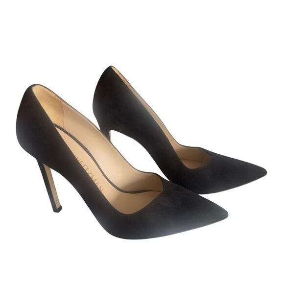 Stuart Weitzman Black Suede Pointy High Heels Size 9 - Picture 2 of 15